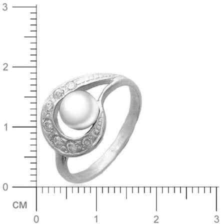 Кольцо с жемчужинами, фианитами из серебра 925 пробы (арт. 362818)