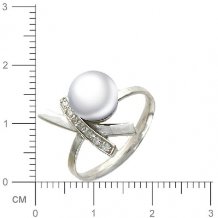 Кольцо с жемчужинами, фианитами из серебра 925 пробы (арт. 362828)
