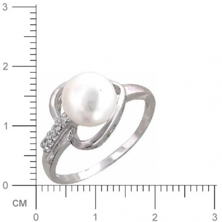 Кольцо с жемчужинами, фианитами из серебра 925 пробы (арт. 363369)