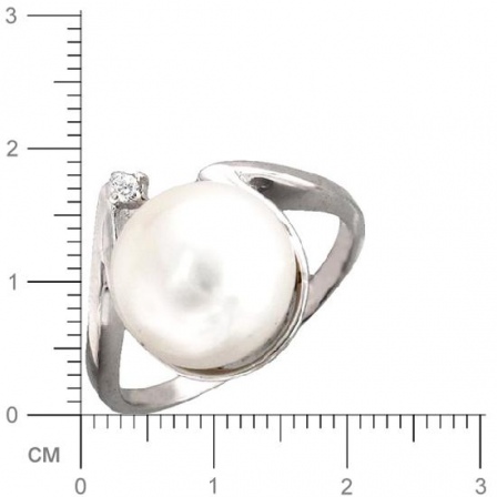 Кольцо с жемчужинами, фианитами из серебра 925 пробы (арт. 363378)
