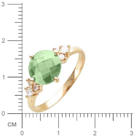 Кольцо с 1 празиолитом, 6 фианитами из красного золота  (арт. 363723)