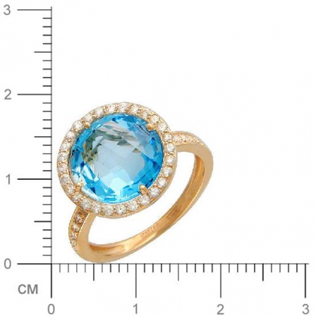 Кольцо с 1 топазом, 38 фианитами из красного золота  (арт. 363728)