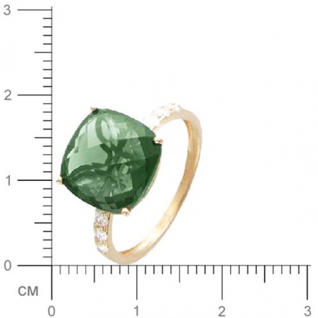 Кольцо с 1 празиолитом, 6 фианитами из красного золота  (арт. 363736)