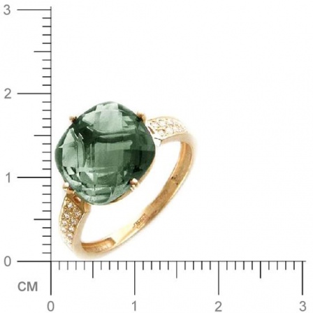 Кольцо с 1 празиолитом, 24 фианитами из красного золота  (арт. 363738)