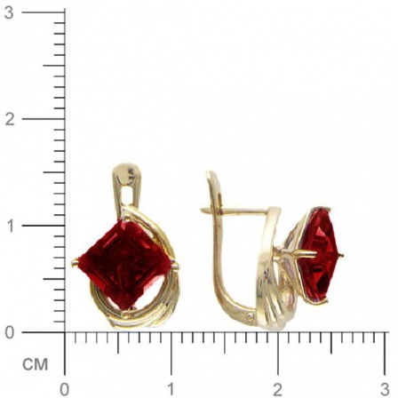 Серьги с 2 гранатами из красного золота  (арт. 364255)