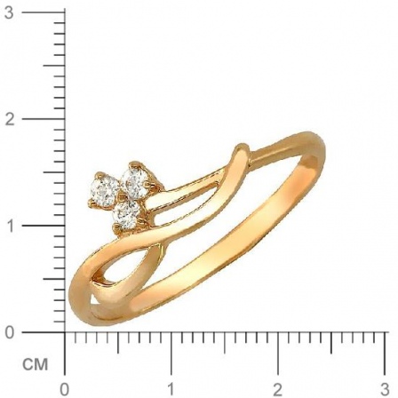 Кольцо с фианитами из красного золота (арт. 366722)