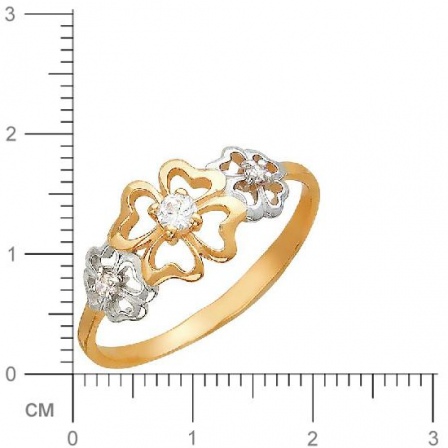 Кольцо Цветы с фианитами из красного золота (арт. 366729)
