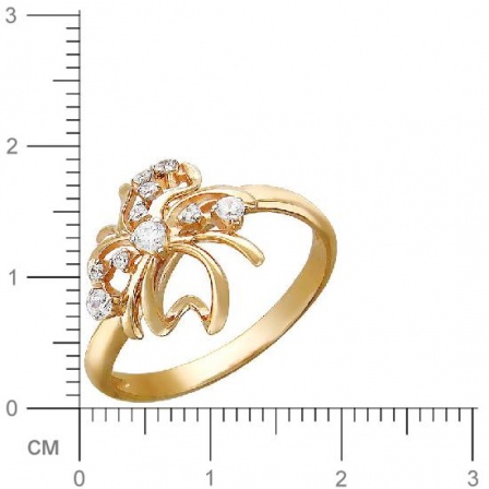 Кольцо Цветок с фианитами из красного золота (арт. 366731)