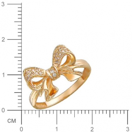 Кольцо бантик с фианитами из красного золота (арт. 366744)