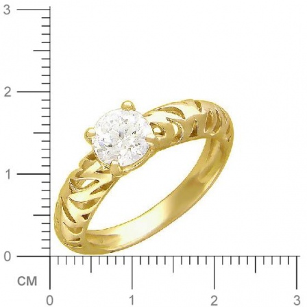 Кольцо с фианитом из желтого золота (арт. 366902)