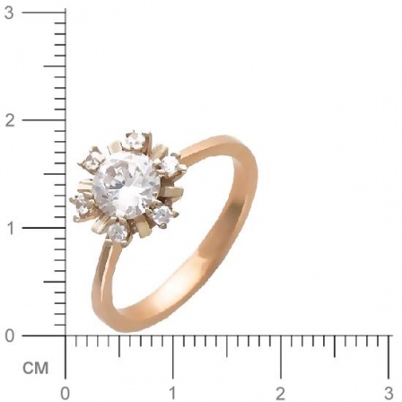 Кольцо с фианитом из комбинированного золота (арт. 366919)