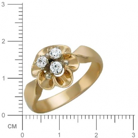 Кольцо Цветок с фианитами из комбинированного золота (арт. 366942)