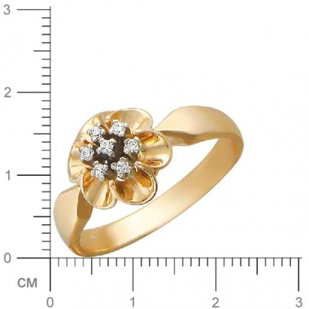 Кольцо Цветок с фианитами из комбинированного золота (арт. 366943)