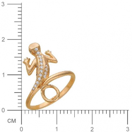 Кольцо Ящерка с фианитами из красного золота (арт. 366967)