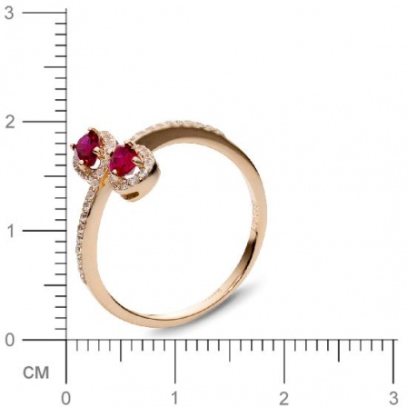 Кольцо с рубинами, фианитами из красного золота (арт. 366982)
