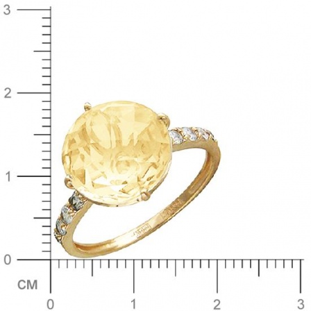 Кольцо с кварцем, фианитами из красного золота (арт. 367162)