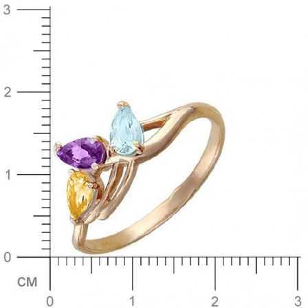 Кольцо с аметистом, топазом, цитрином из красного золота (арт. 367191)