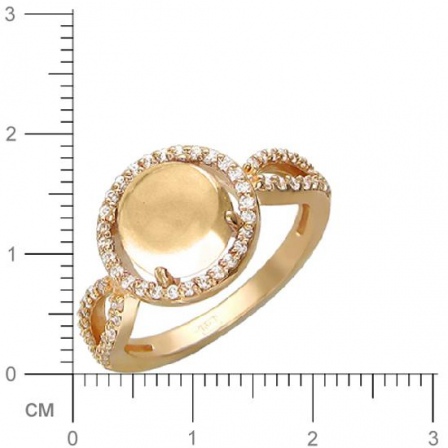 Кольцо с кварцем, фианитами из красного золота (арт. 367214)