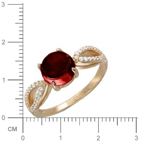Кольцо с гранатом, фианитами из красного золота (арт. 367224)