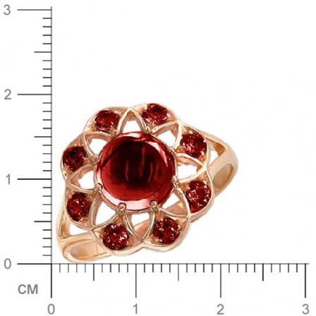 Кольцо Цветок с гранатом из красного золота (арт. 367244)