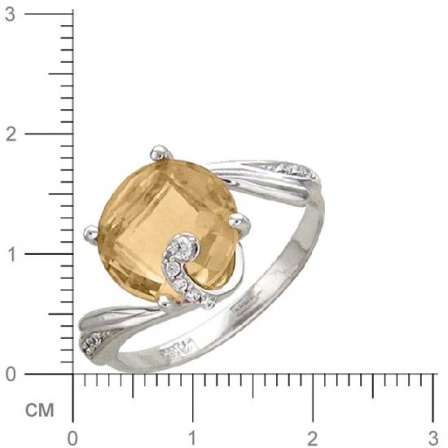 Кольцо с кварцем, фианитами из белого золота (арт. 367291)