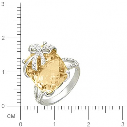 Кольцо Бантик с кварцем, фианитами из белого золота (арт. 367321)