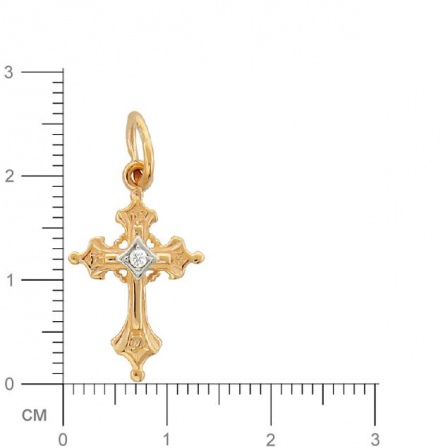 Крестик с фианитом из красного золота (арт. 368599)