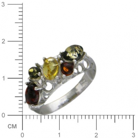 Кольцо с янтарем из серебра (арт. 374442)