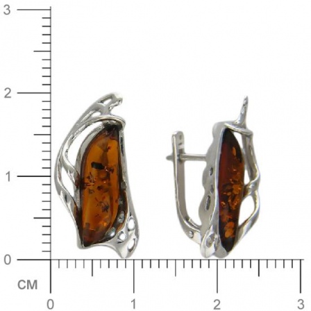 Серьги с янтарем из серебра (арт. 374586)