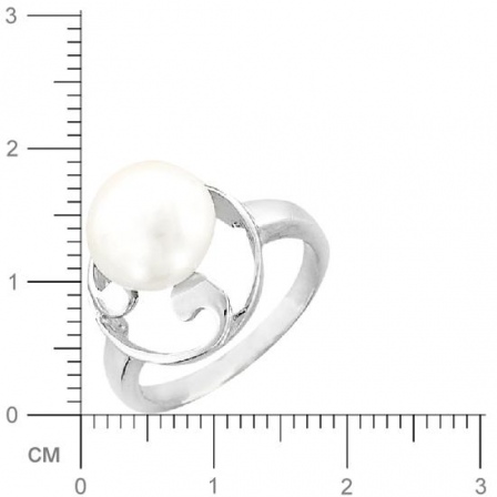 Кольцо с жемчугом, фианитом из серебра (арт. 383017)