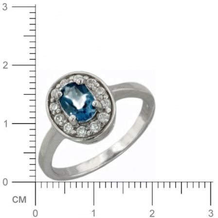 Кольцо с топазом, фианитами из серебра (арт. 383236)