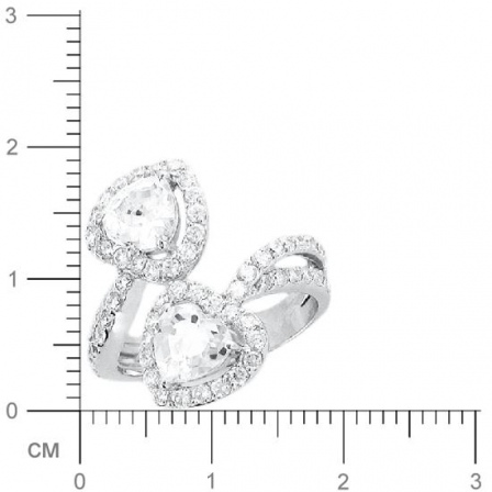 Кольцо Сердечки с фианитами из серебра (арт. 383805)
