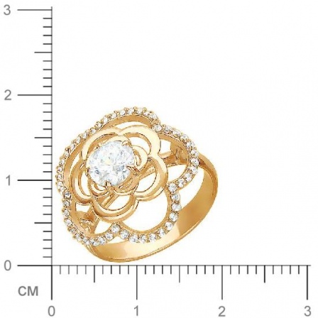 Кольцо Цветок с фианитами из красного золота (арт. 391935)