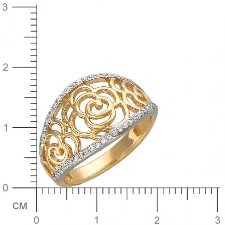 Кольцо Цветы с фианитами из красного золота (арт. 391943)