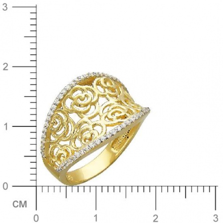 Кольцо Цветы с фианитами из желтого золота (арт. 391945)