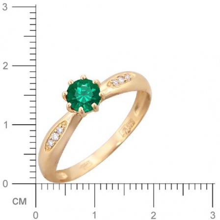 Кольцо с бриллиантами, изумрудом из красного золота (арт. 420908)