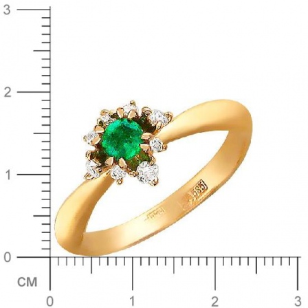 Кольцо с бриллиантами, изумрудом из красного золота (арт. 420928)