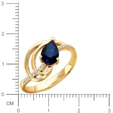 Кольцо с бриллиантами, сапфиром из красного золота (арт. 420934)