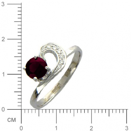 Кольцо с бриллиантами, рубином из белого золота (арт. 420950)
