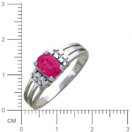 Кольцо с бриллиантами, рубином из белого золота (арт. 420955)