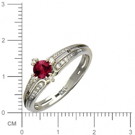 Кольцо с бриллиантами, рубином из белого золота (арт. 420978)