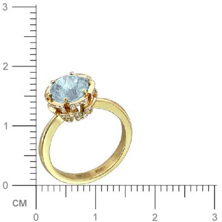 Кольцо с бриллиантами, топазом из желтого золота 750 пробы (арт. 421092)