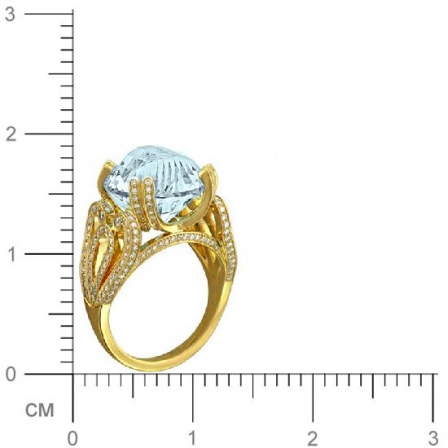 Кольцо с бриллиантами, топазом из желтого золота 750 пробы (арт. 421100)