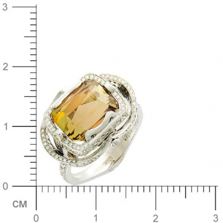 Кольцо с бриллиантами, турмалином из белого золота 750 пробы (арт. 421172)