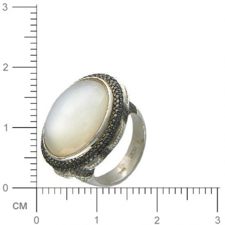 Кольцо с бриллиантами, лунным камнем из белого золота 750 пробы (арт. 421191)