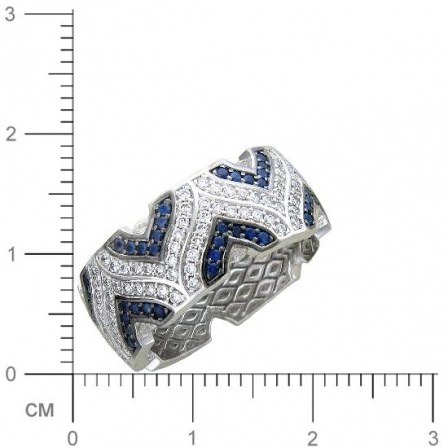 Кольцо с бриллиантами, сапфирами из белого золота 750 пробы (арт. 421201)