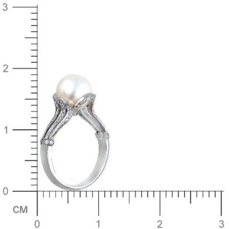Кольцо с бриллиантами, жемчугом из белого золота 750 пробы (арт. 421222)