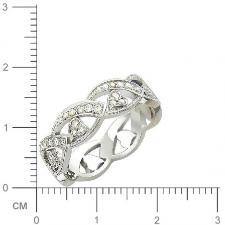 Кольцо Косичка с бриллиантами из белого золота 750 пробы (арт. 421230)