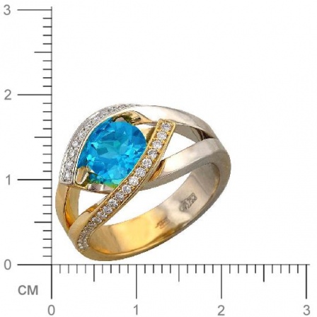 Кольцо с бриллиантами, топазом из комбинированного золота 750 пробы (арт. 421286)
