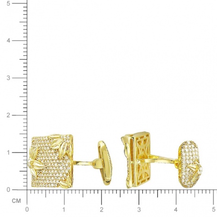 Запонки Цветы с бриллиантами из желтого золота 750 пробы (арт. 421338)